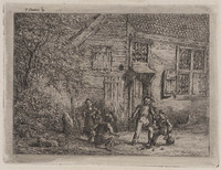 KG 08300
<br/>
Spelende kinderen voor een boerenhuis
<br/>
<em>Emaus de Micault, Gerhardus (1798-1863)</em>